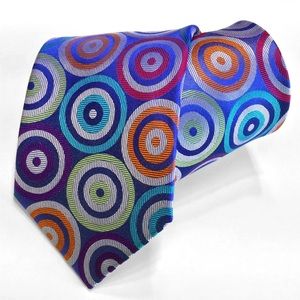 Metallic Blue Circles Lawrence Ivey Multicolor Tie